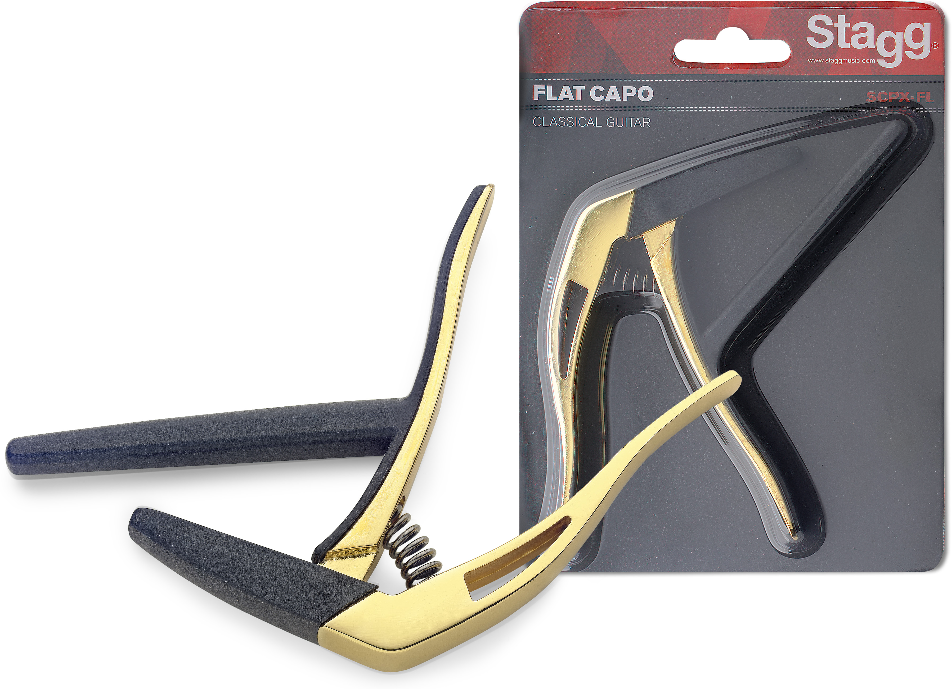 Stagg SCPX-FL GD, kapodastr pro klasickou kytaru, zlatý