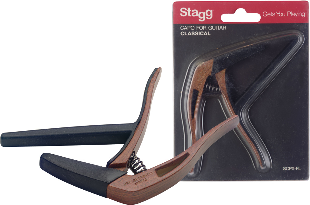 Stagg SCPX-FL DKWOOD, kapodastr pro klasickou kytaru, tmavé dřevo
