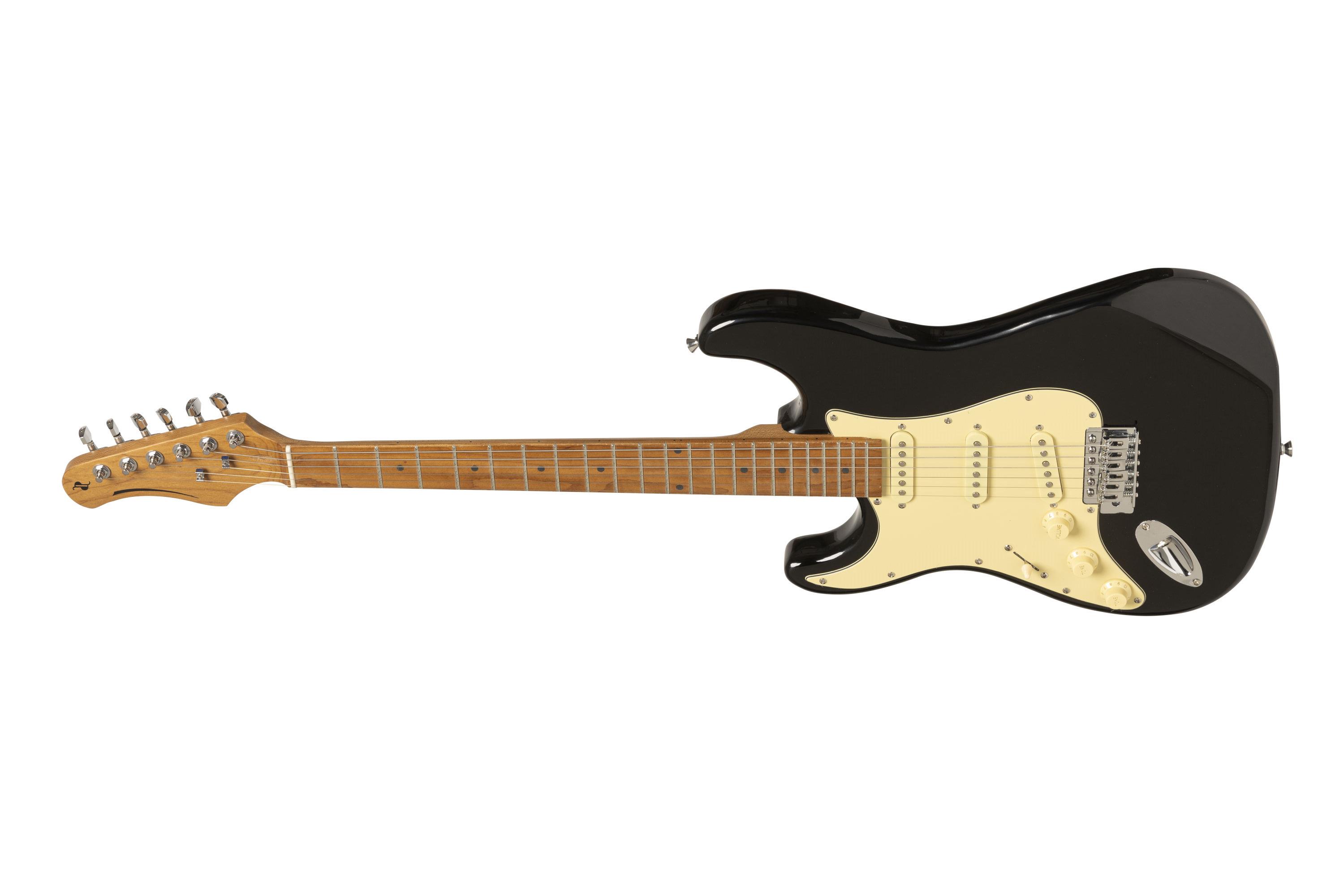 Stagg SES-55 BLK LH, elektrická kytara levoruká, černá